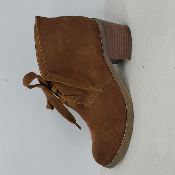 Sbicca Boots Stacked Heels Leather Suede Lace Up Chestnut Brown Womens 7 - Picture 3 of 10
